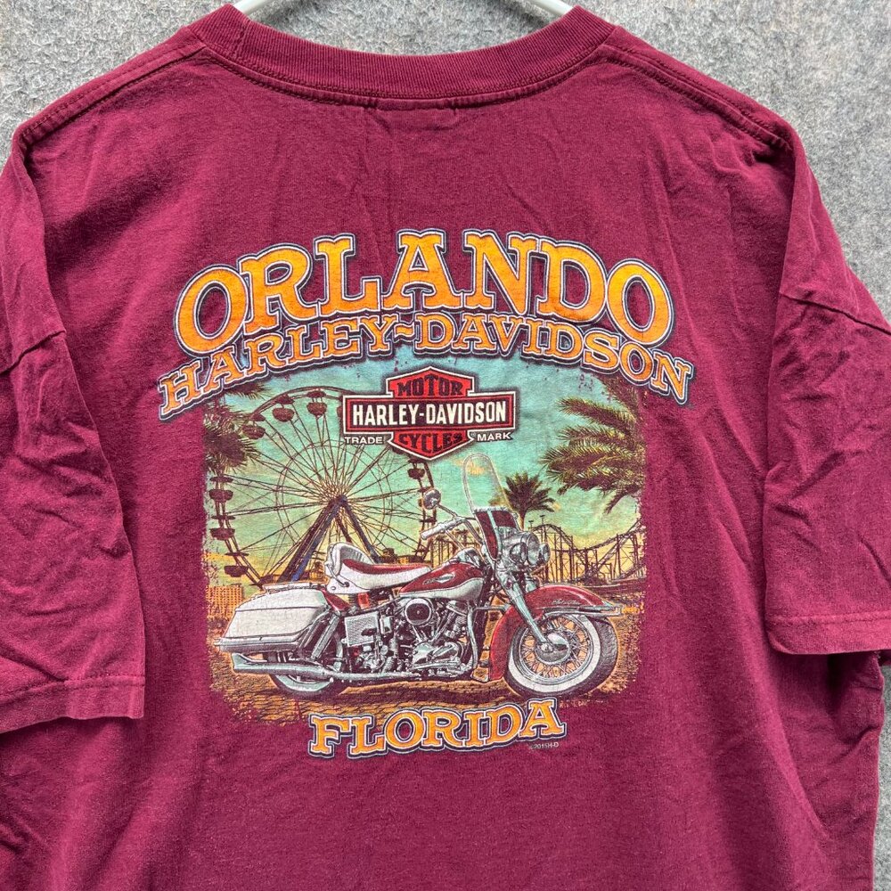 Vintage Harley Davidson Shirt Mens 2XL BurgundyCrewneck Florida Y2K Way of Fire - Picture 11 of 12